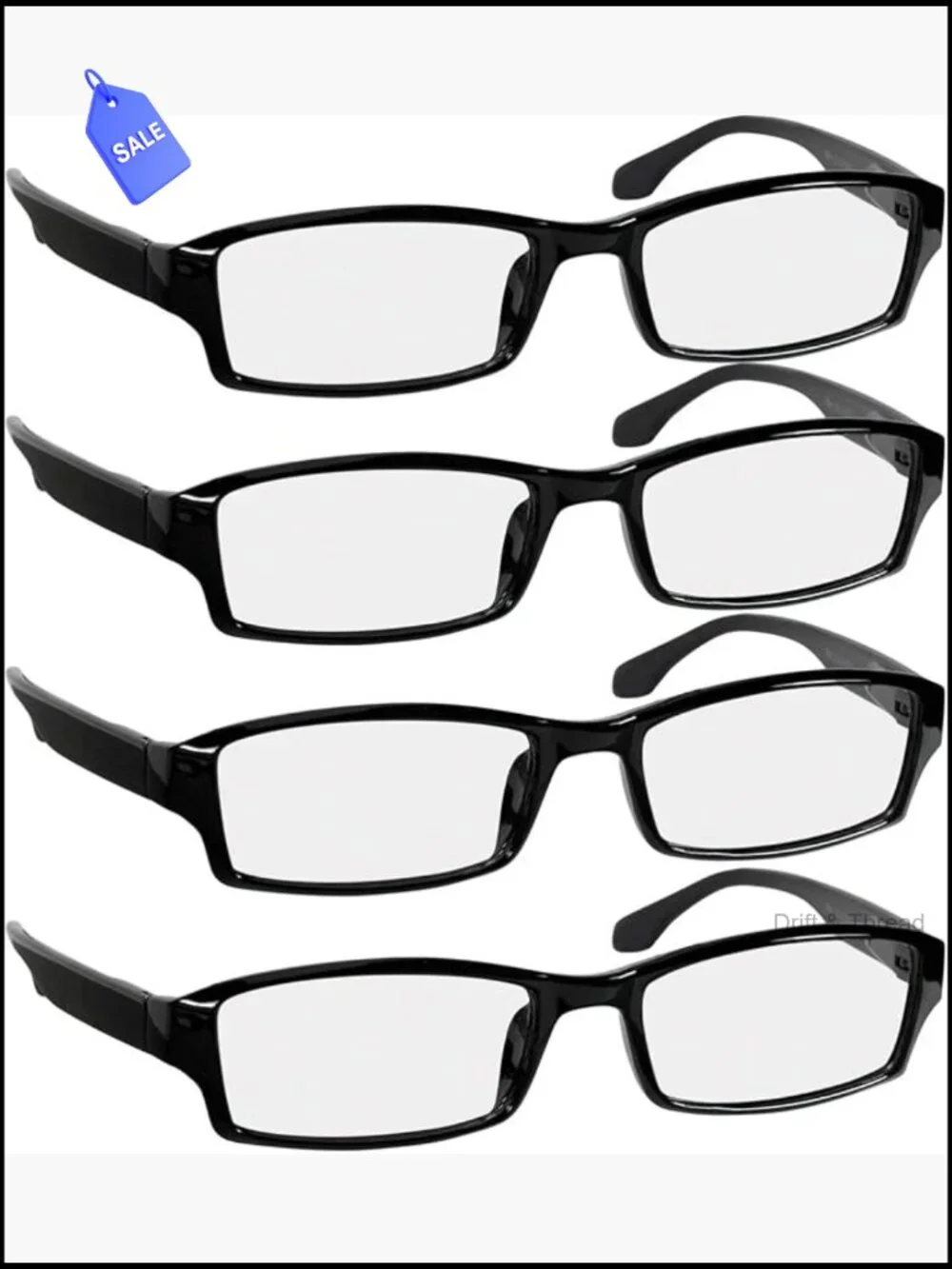 Reading Glasses Spring Hinge Rectangular Full Rim Acrylic Lens Anti-Reflective